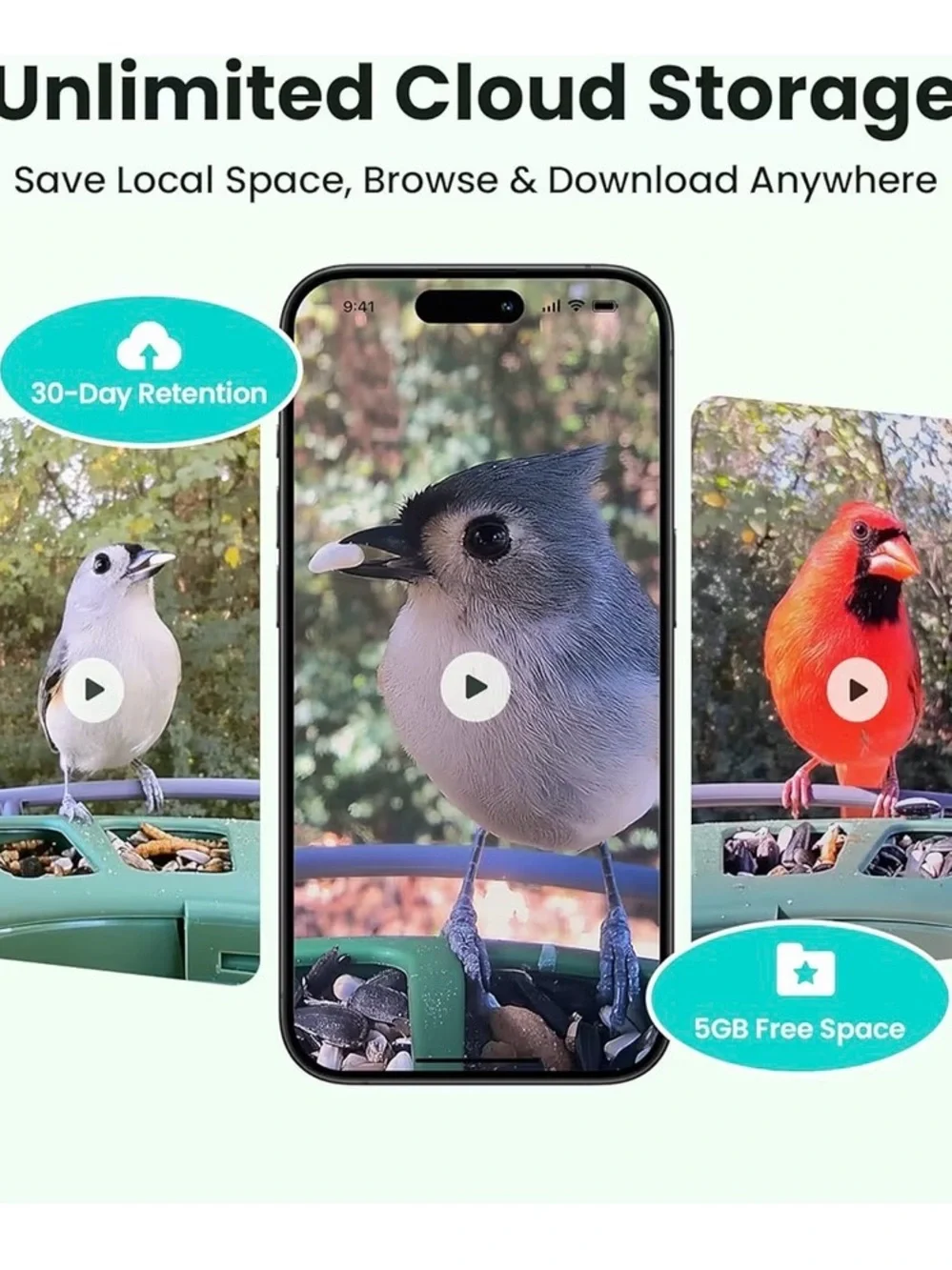 Birdfy Smart 2K Bird Feeder Camera in Olive Green